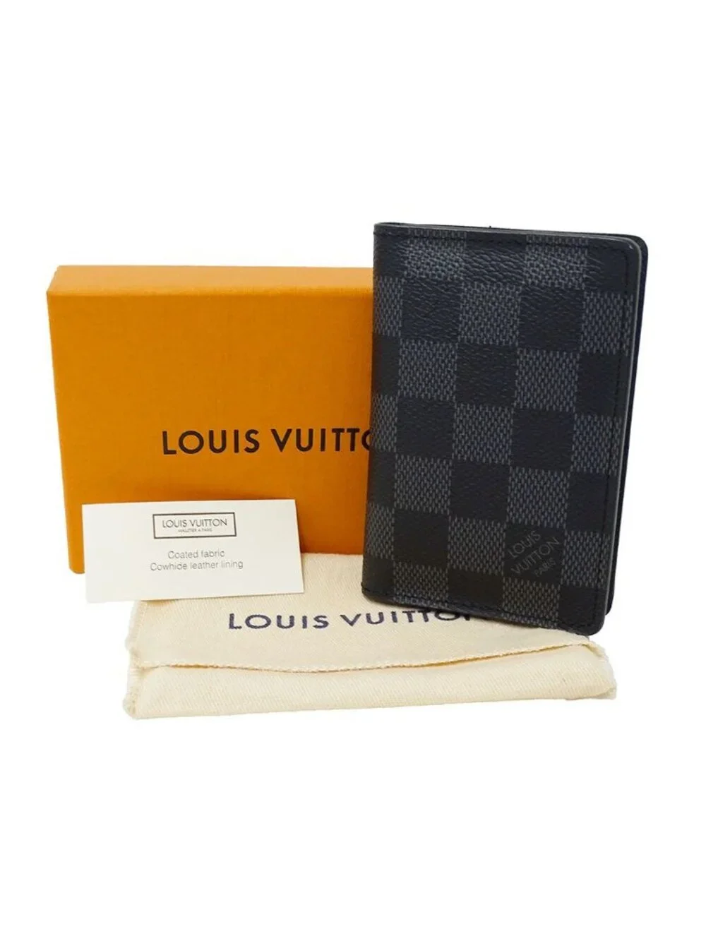 Louis Vuitton Card Case Damier Graphite Canvas Pocket Organizer Black Foldable